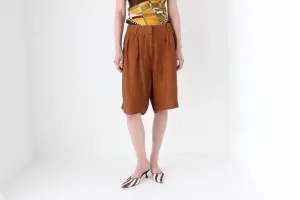 2000s Terracotta Linen Relaxed Bermuda Shorts by Sisley