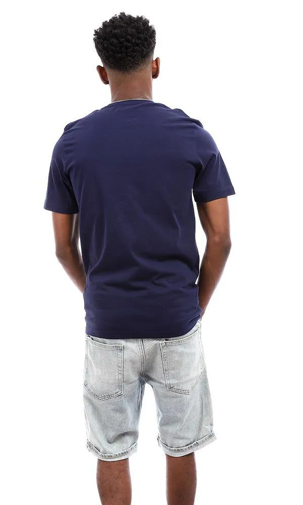 95094 Summer Printed Navy Blue Cotton T-Shirt