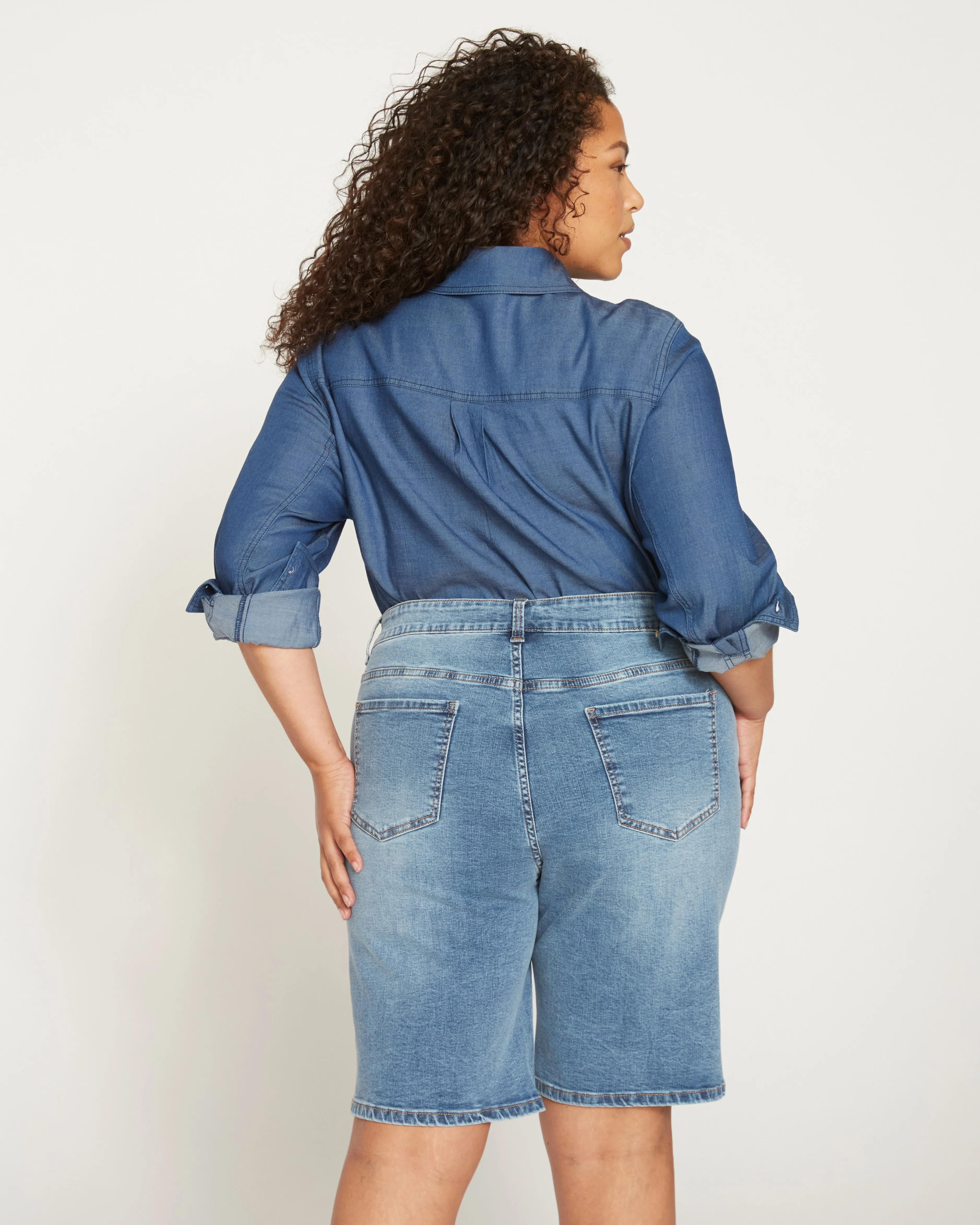 Bae Denim Shorts - Distressed Light Indigo