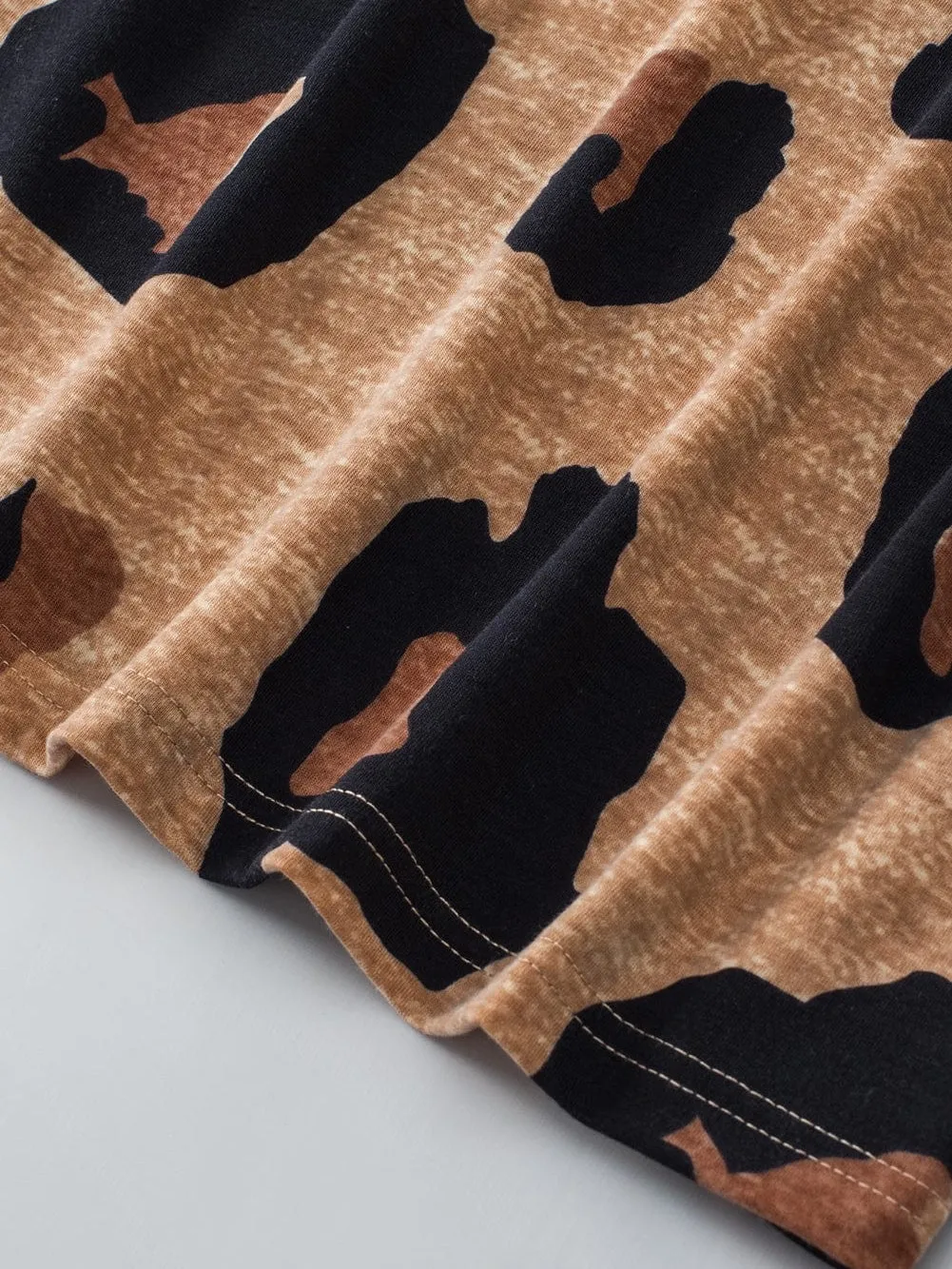 Beige Leopard Print Button-Up Tee