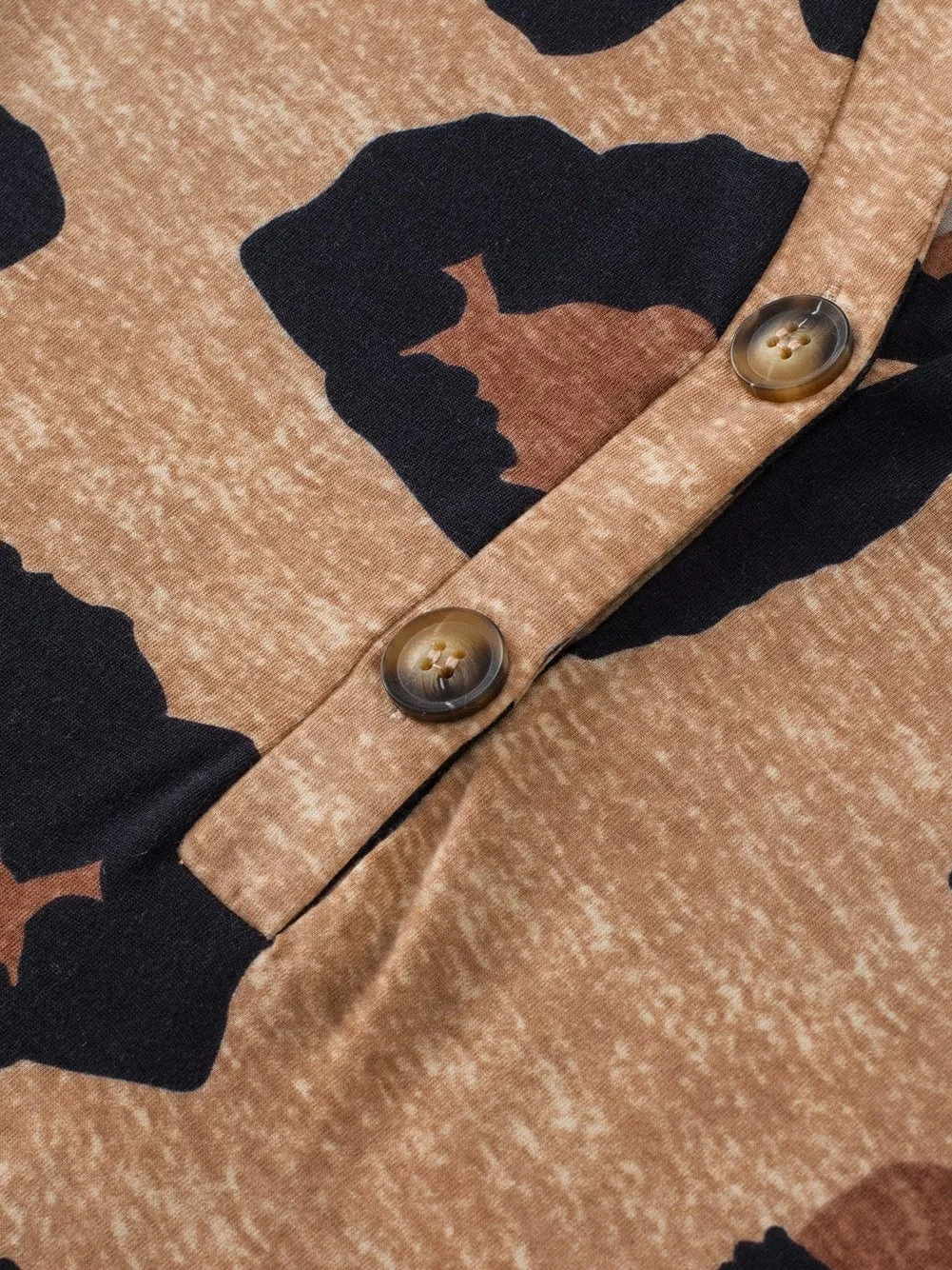 Beige Leopard Print Button-Up Tee