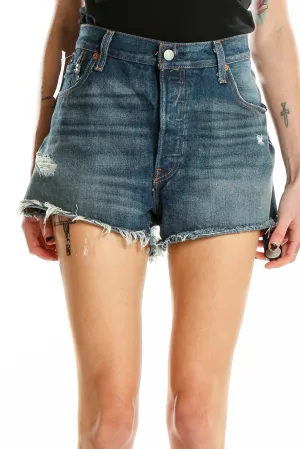 Blue Distressed Denim Cutoff Shorts
