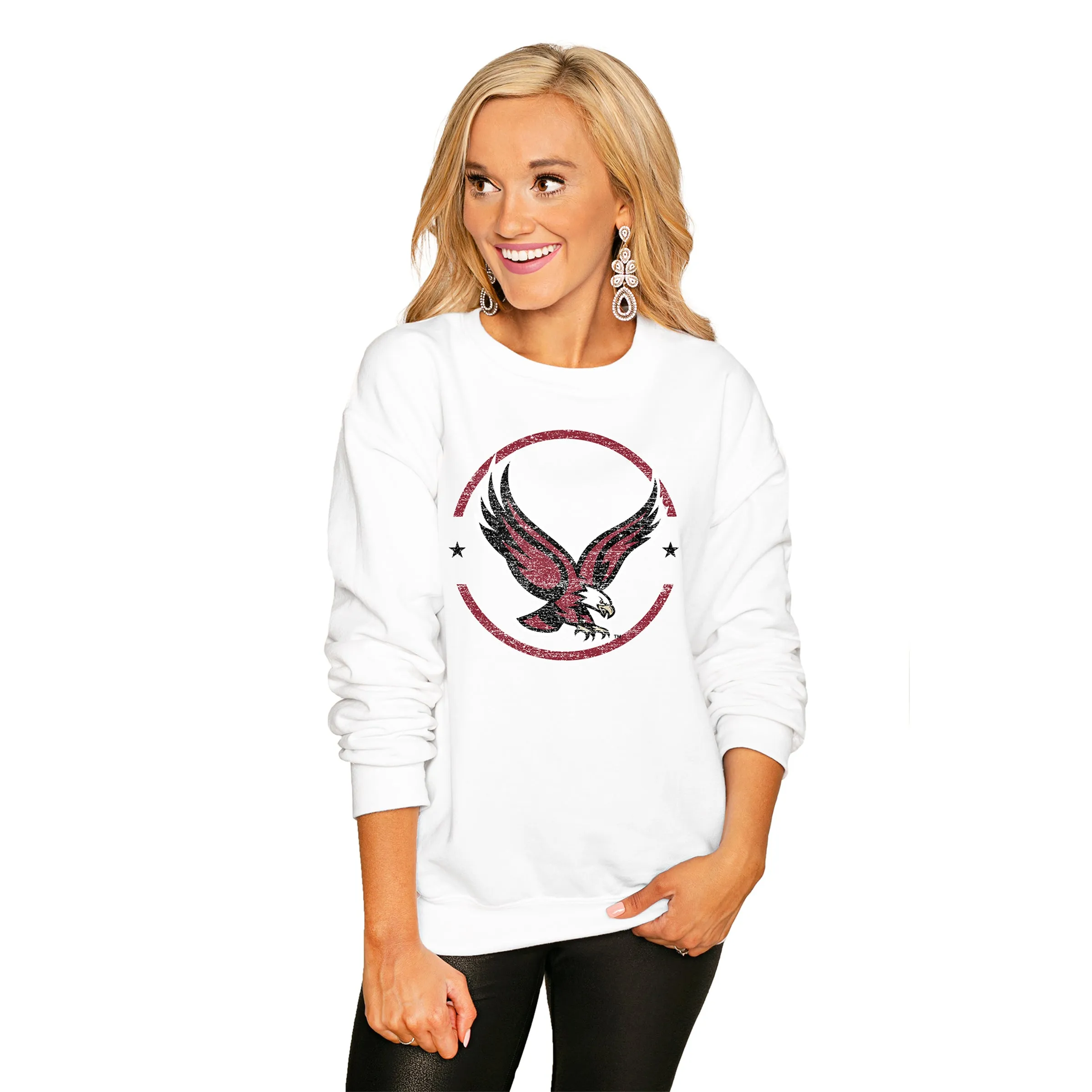 BOSTON COLLEGE EAGLES "END ZONE" PERFECT COZY CREW SWEATSHIRT