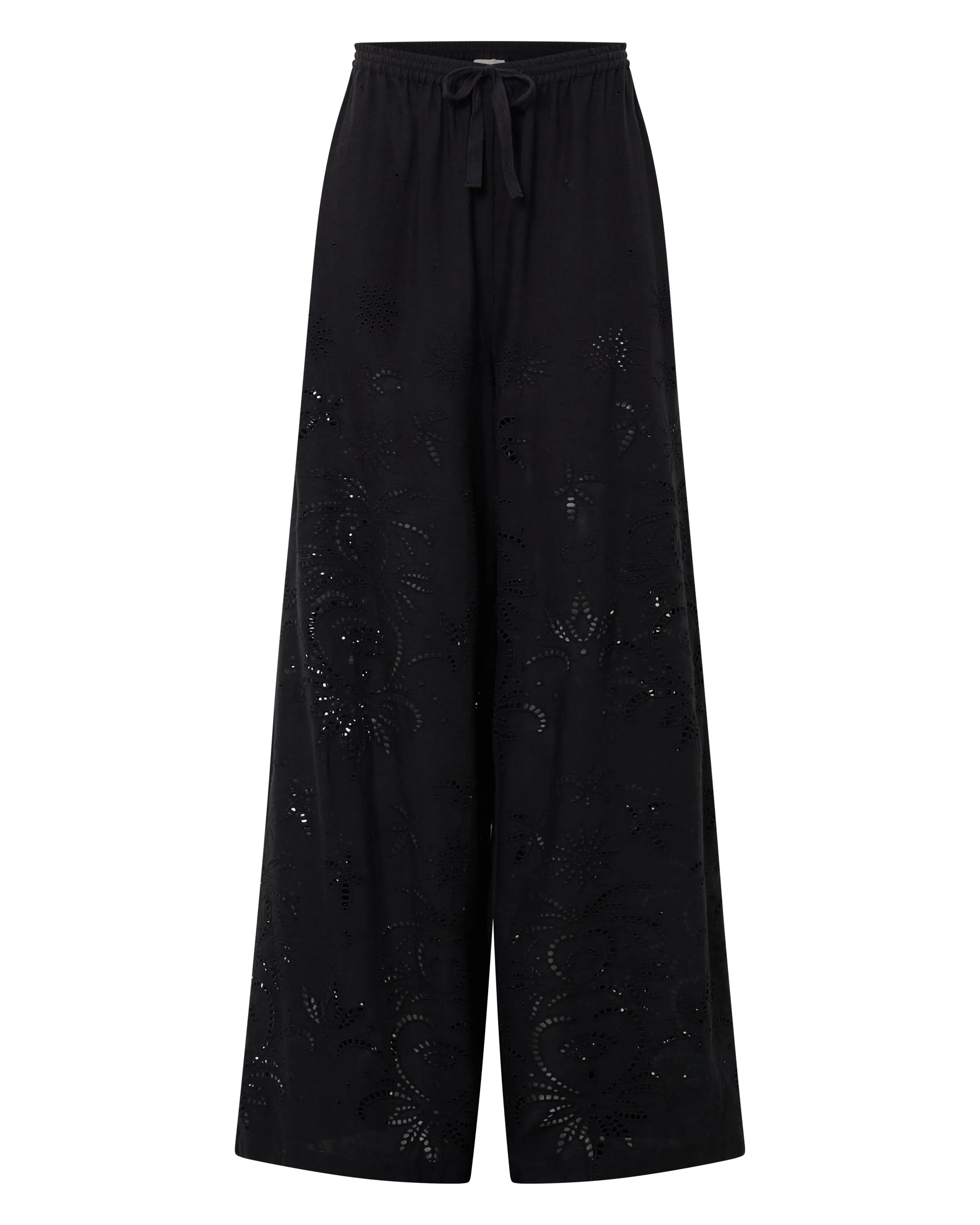 Clio Black Eyelet Linen Pants