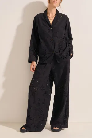 Clio Black Eyelet Linen Pants