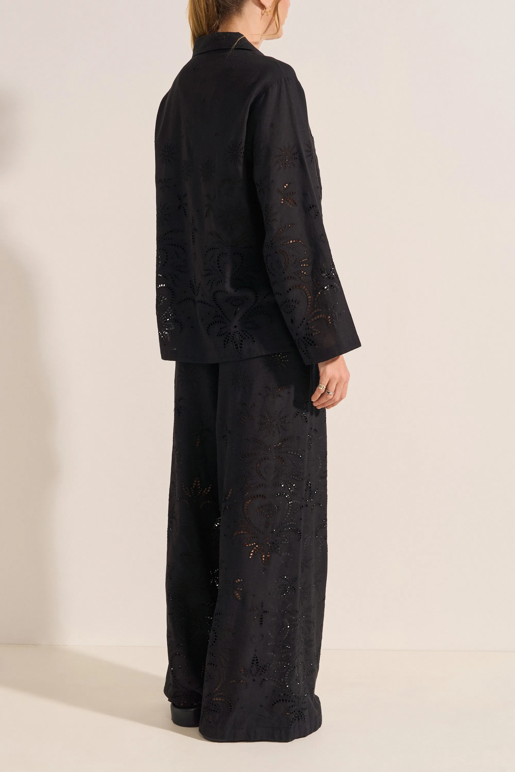 Clio Black Eyelet Linen Pants