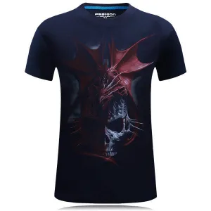 Dragon Skeleton 3D Animal Printing Tops Casual Personality Plus Size Short Tees For Men