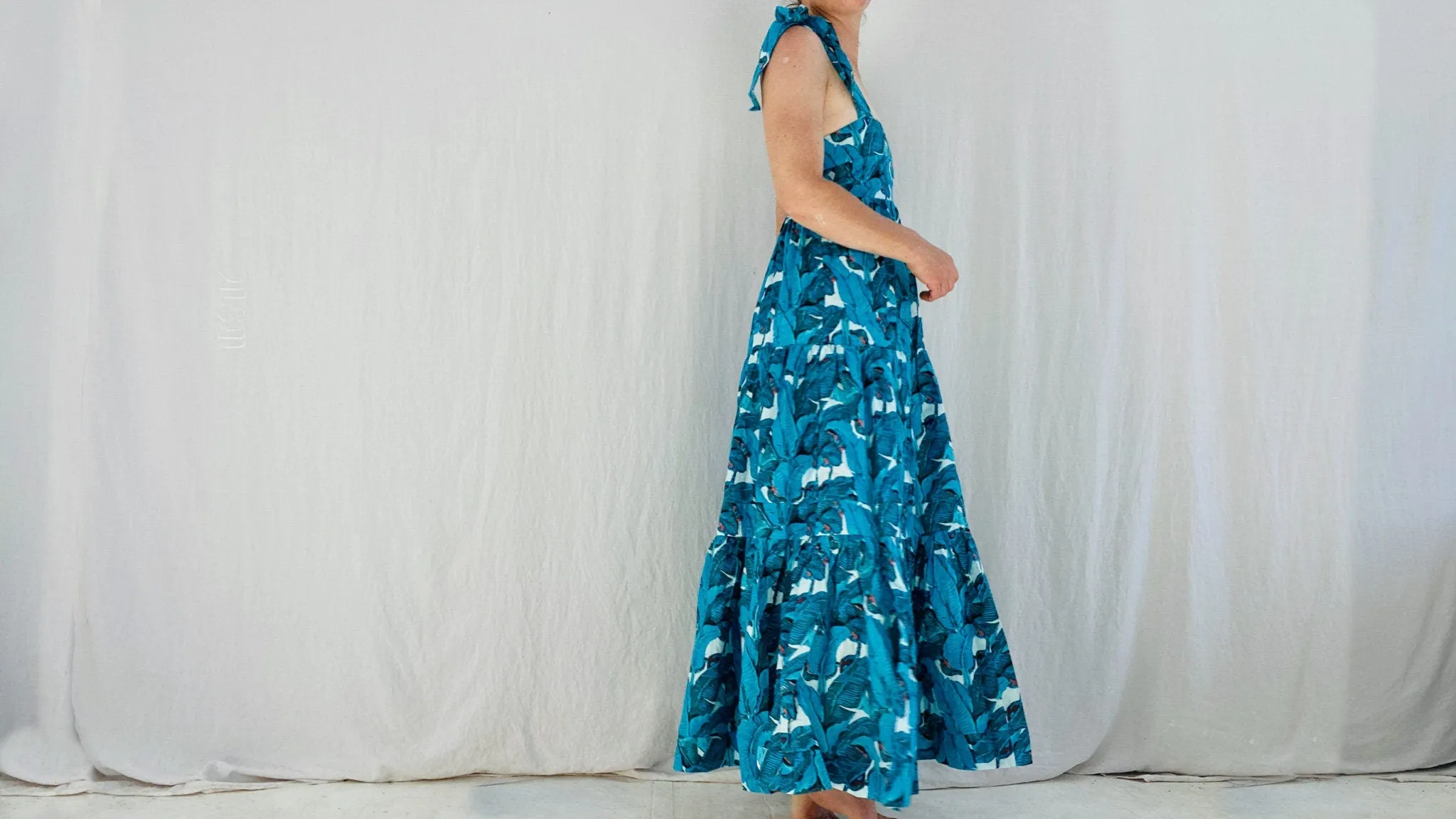 Fantastic Block Print Maxi Dress. Banana Leaf Print