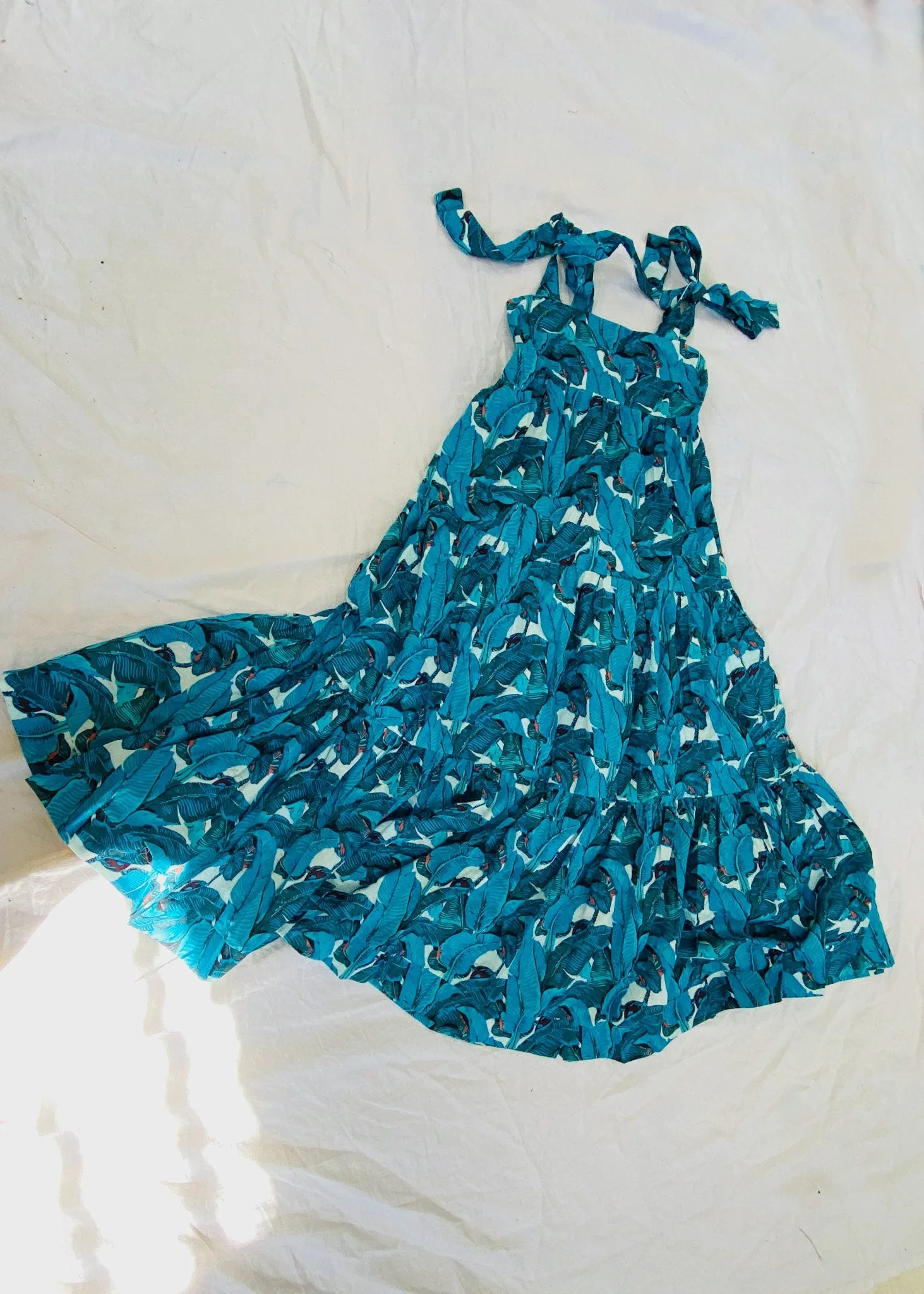Fantastic Block Print Maxi Dress. Banana Leaf Print