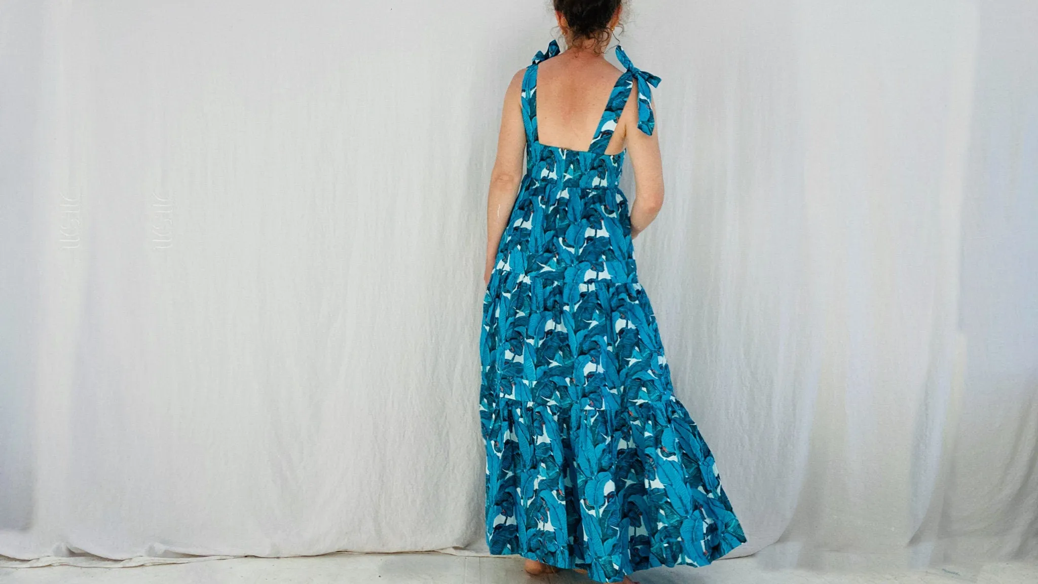Fantastic Block Print Maxi Dress. Banana Leaf Print