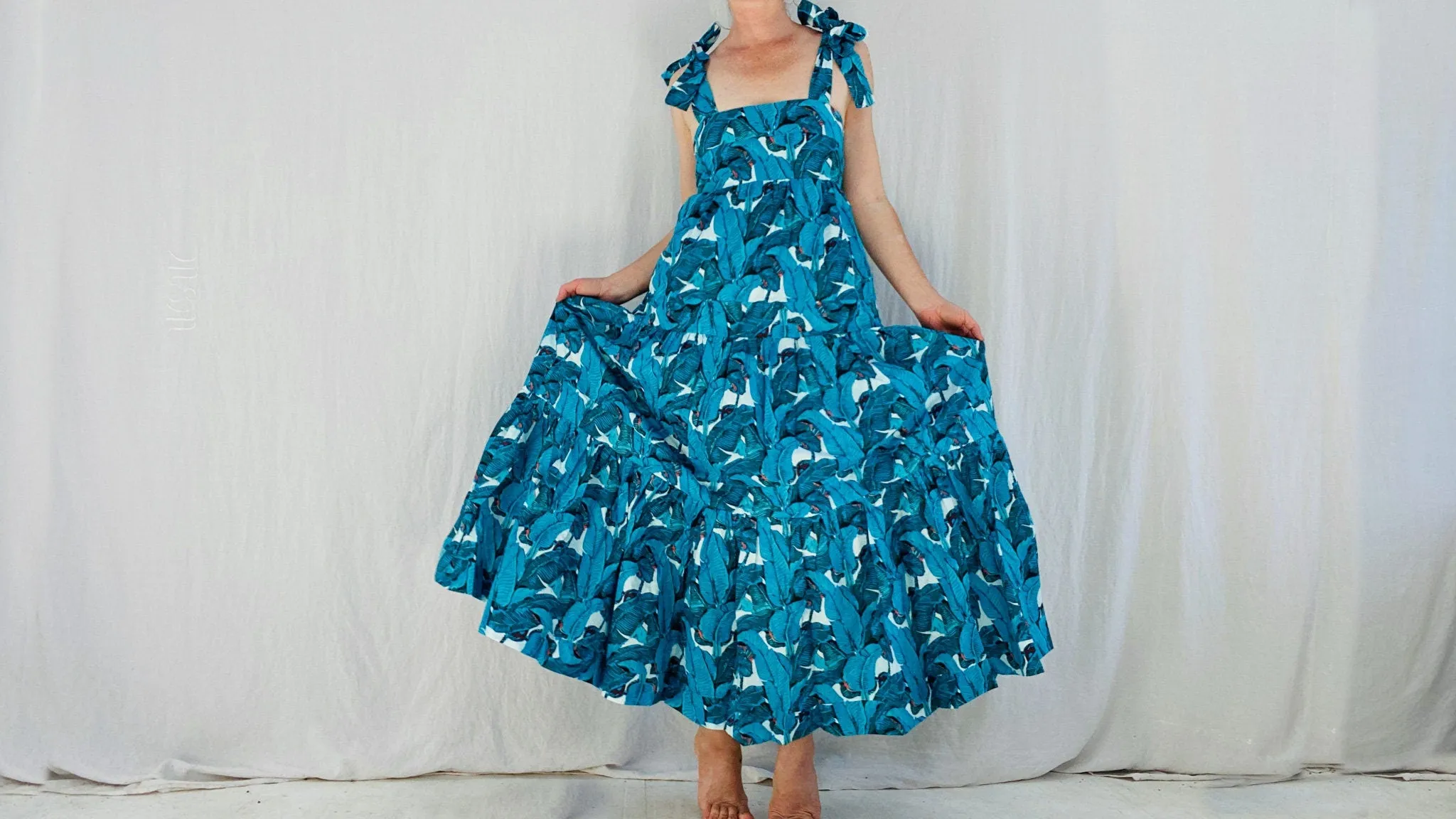 Fantastic Block Print Maxi Dress. Banana Leaf Print