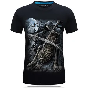 Fashion 3D Printing Cotton Short Sleeve O-neck Casual T-shirt for Men
