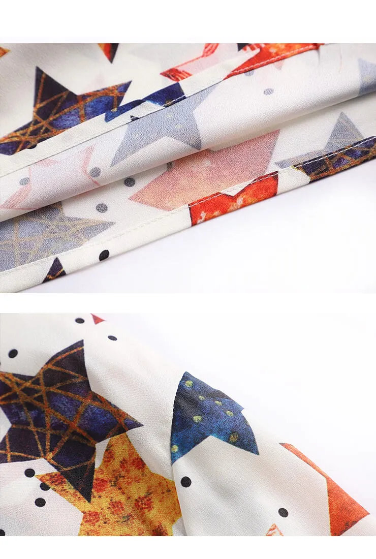 Fashion V-Neck Star Printed Blouse