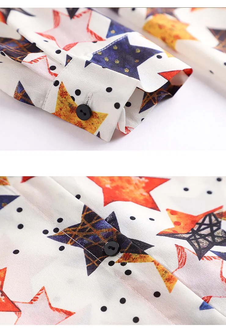 Fashion V-Neck Star Printed Blouse