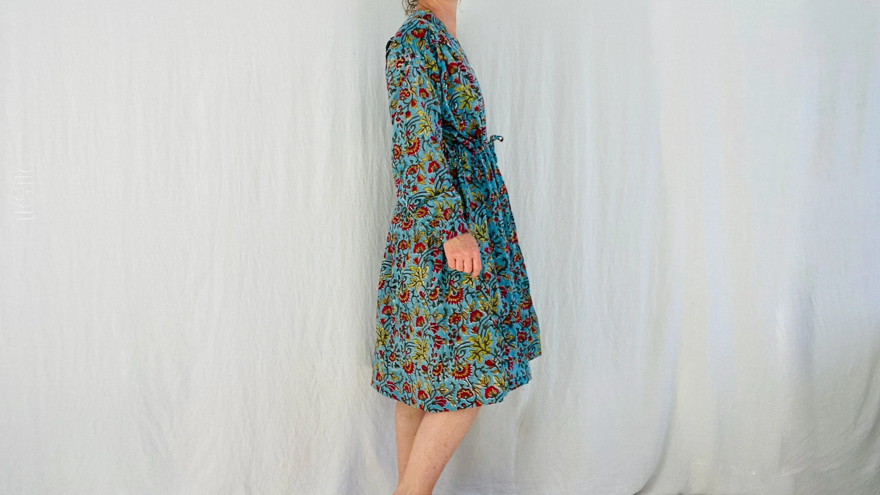Indian Block Print Dress. Shirt Dress. S-L