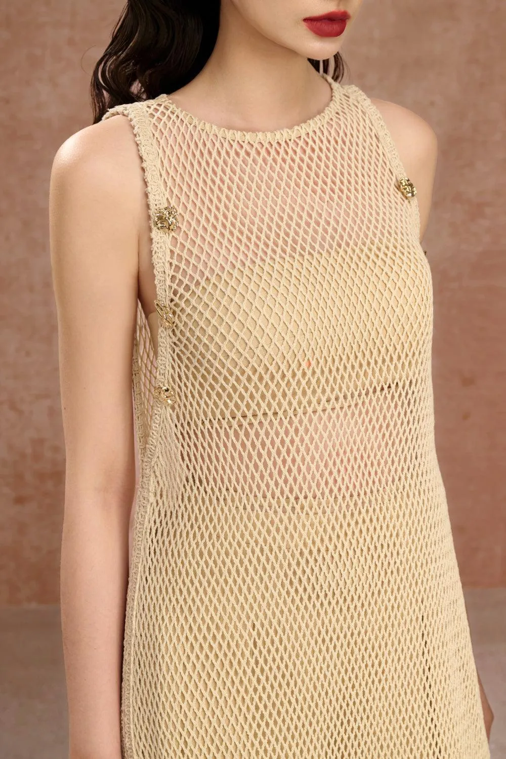 Isla A-line Side Slit Mesh Maxi Dress