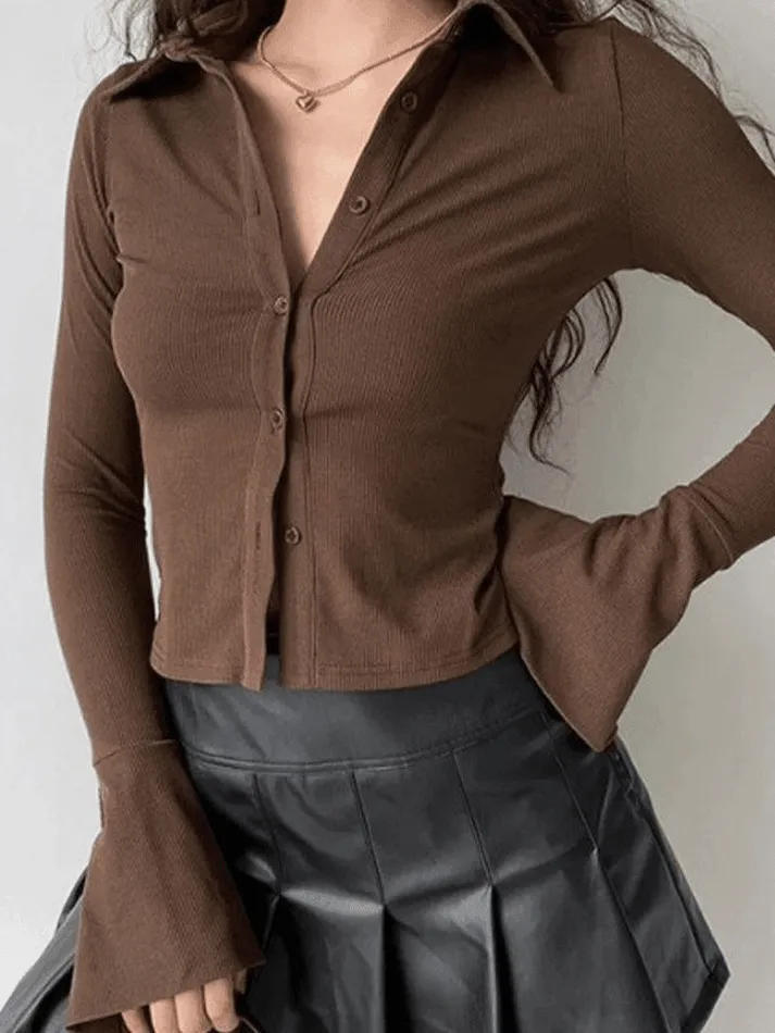 Joskaa Polo Neck Long Sleeve Rib Blouse