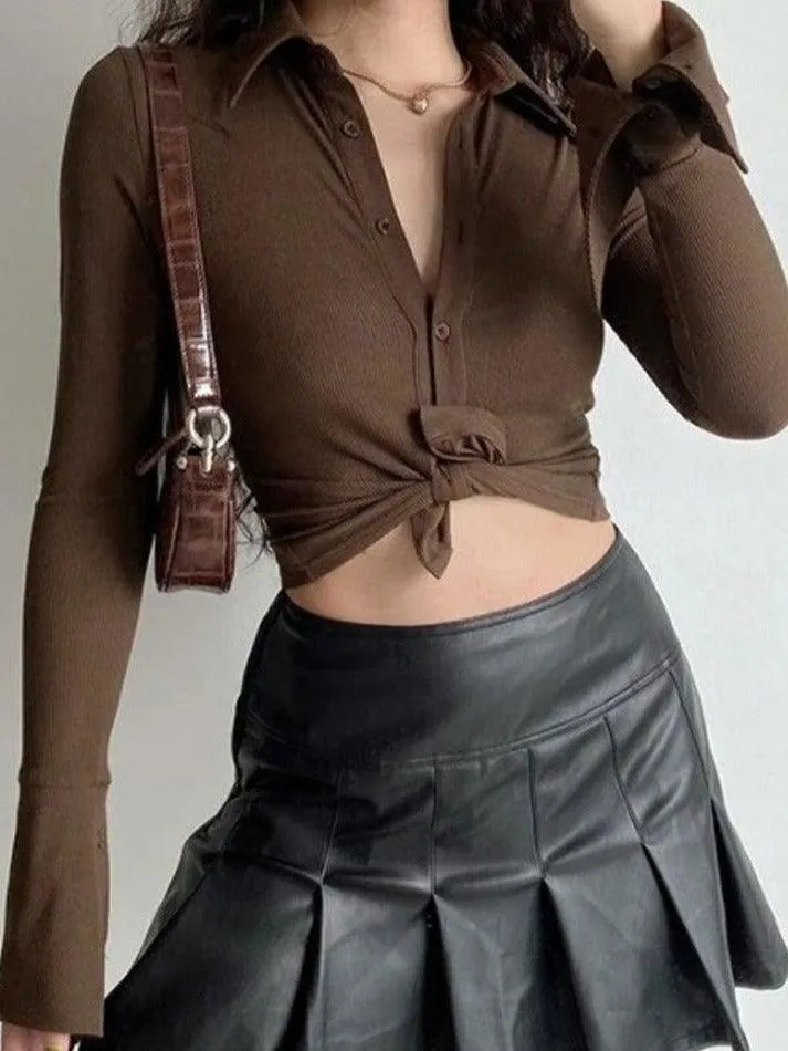 Joskaa Polo Neck Long Sleeve Rib Blouse