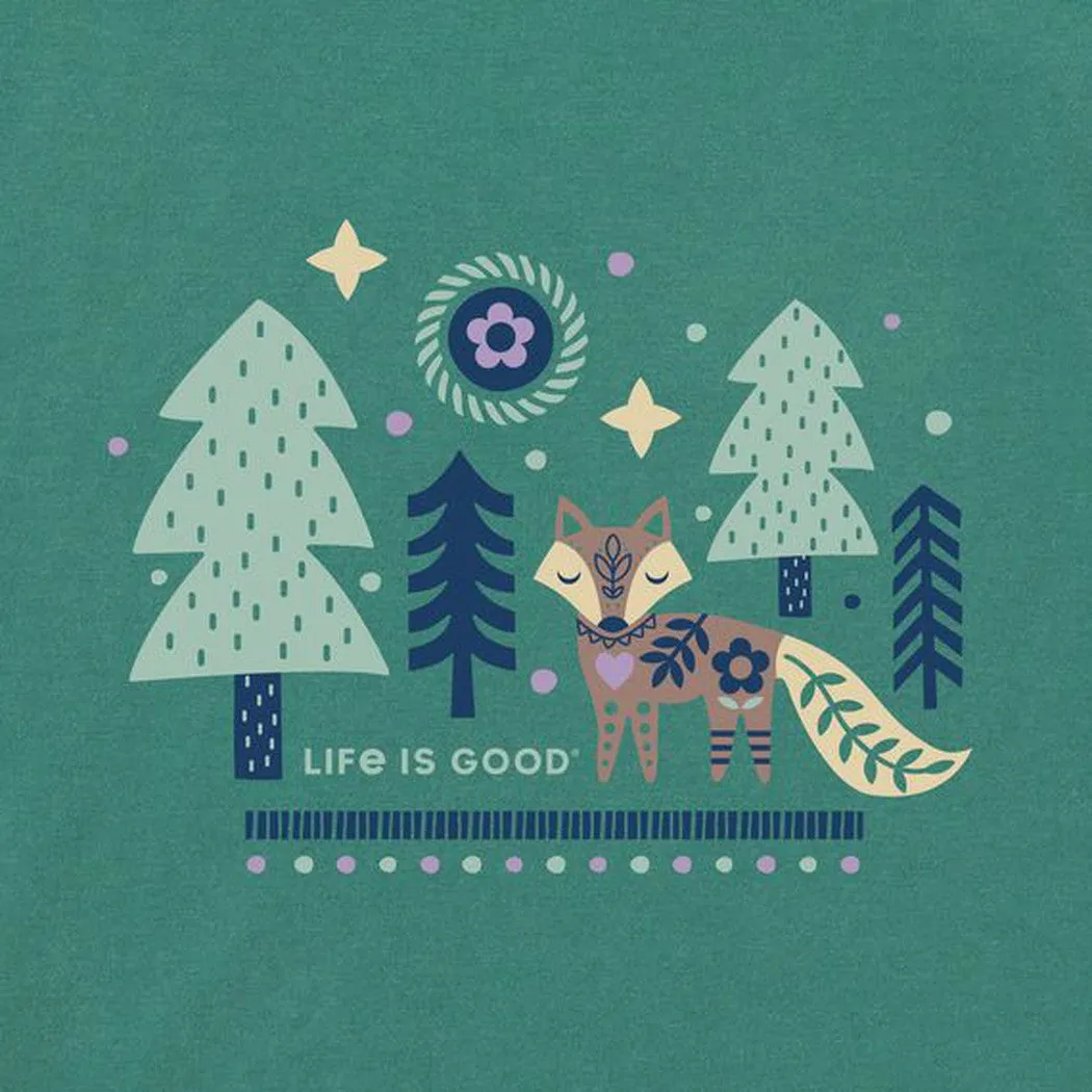 Life is Good Women's Starry Night Nordic Fox Snuggle Up Relaxed Sleep Vee