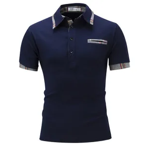 Mens Casual Solid Color Fake Front Pocket Polo Shirt Short Sleeve Spring Summer Tops