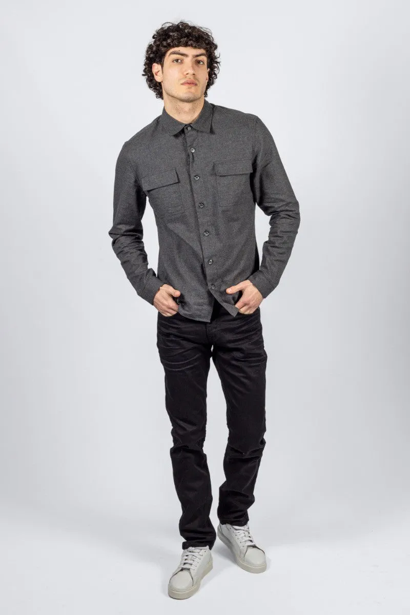 Men's Cotton Oversize Casual Shirt - KEMPMAN - Dark Grey