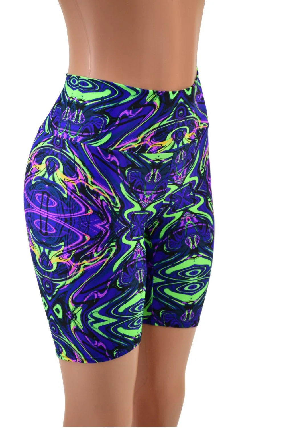Neon Melt High Waist Bike Shorts