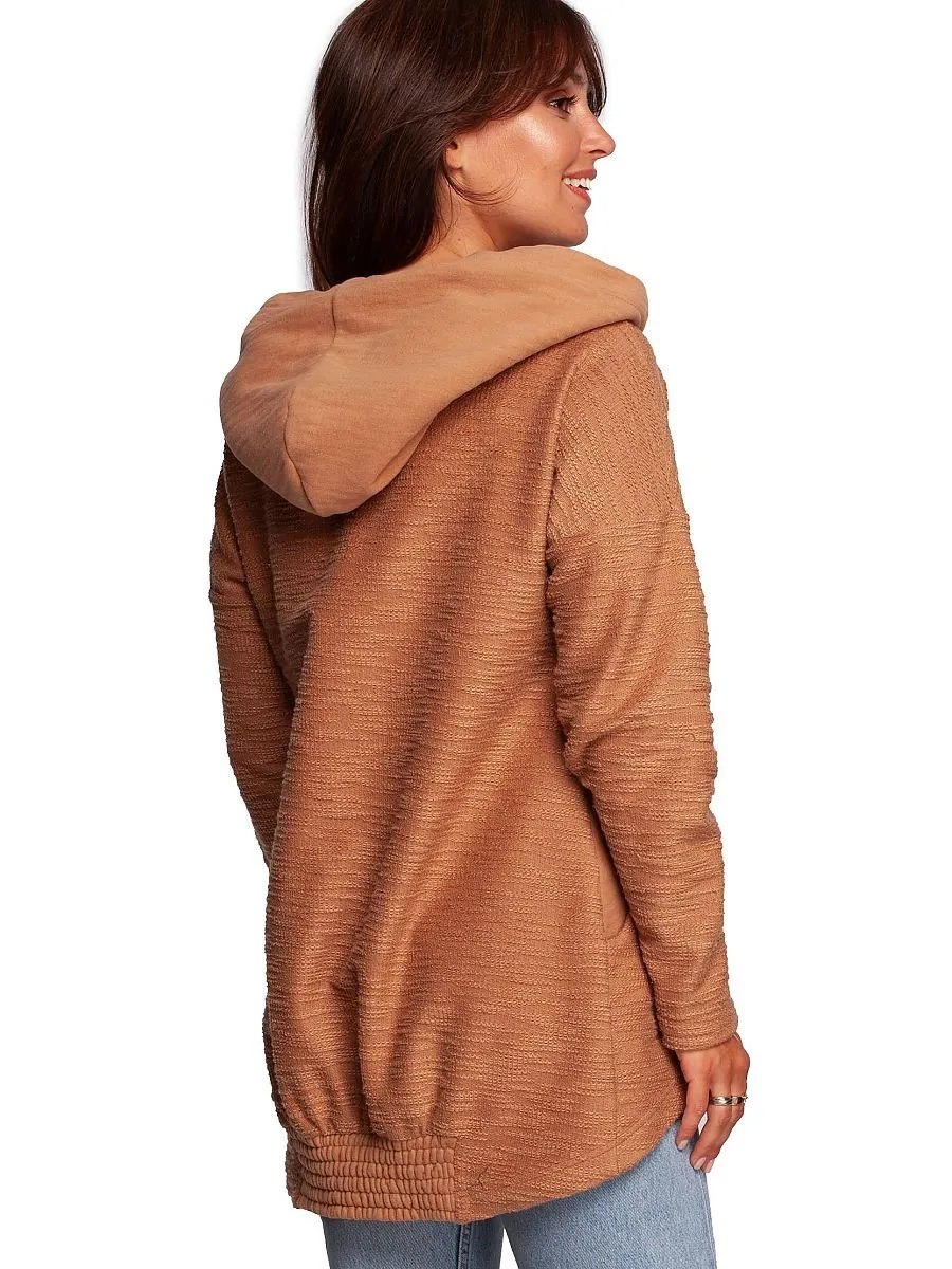 Oversized Brown BeWear Collared Hoodie