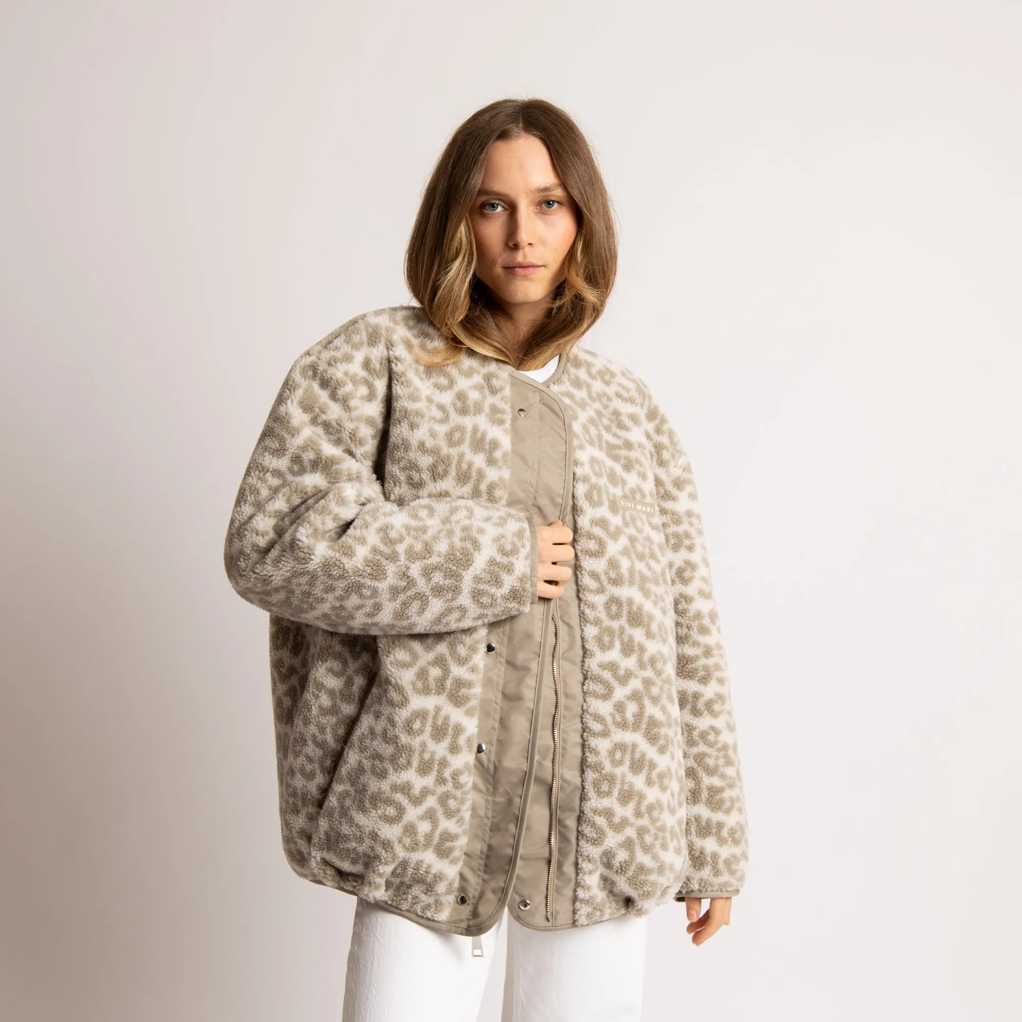 Reversible Bomber Jacket - stone/leo stone-sand