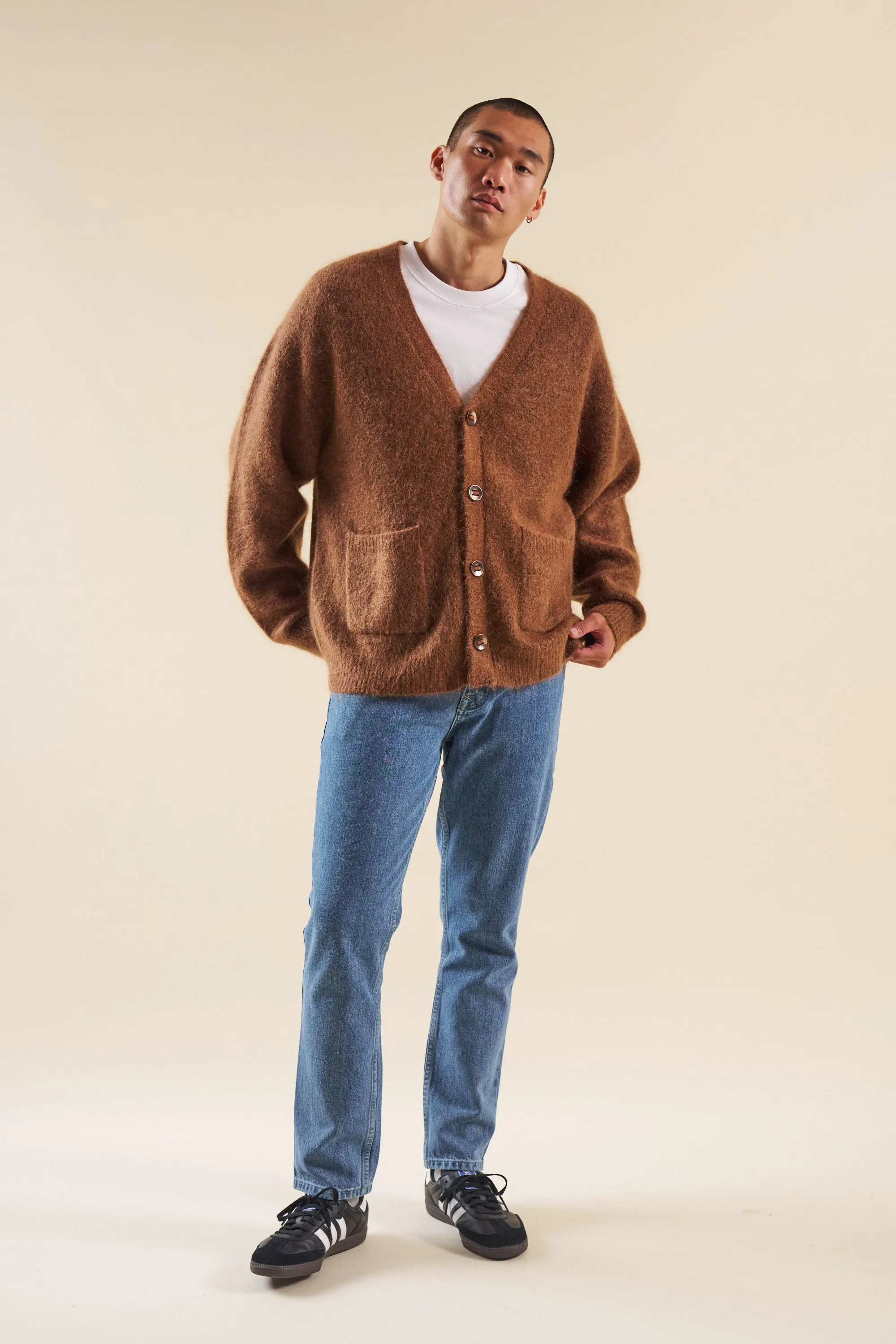 SAWYER MOHAIR CARDIGAN - BROWN