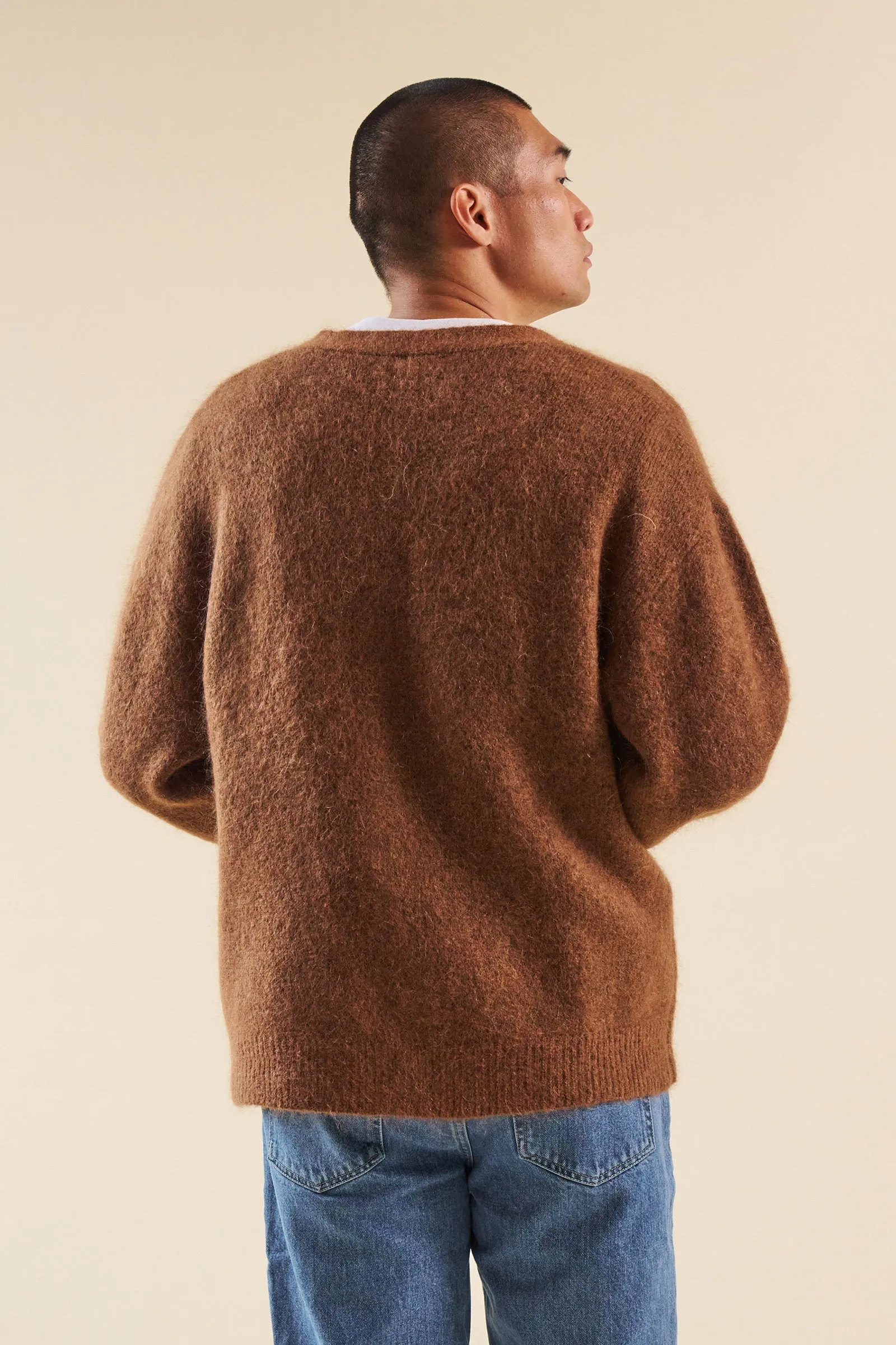 SAWYER MOHAIR CARDIGAN - BROWN