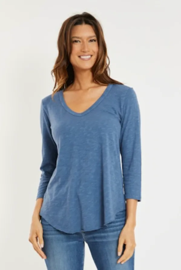Slate Teal V-neck Tee