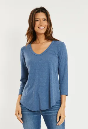 Slate Teal V-neck Tee