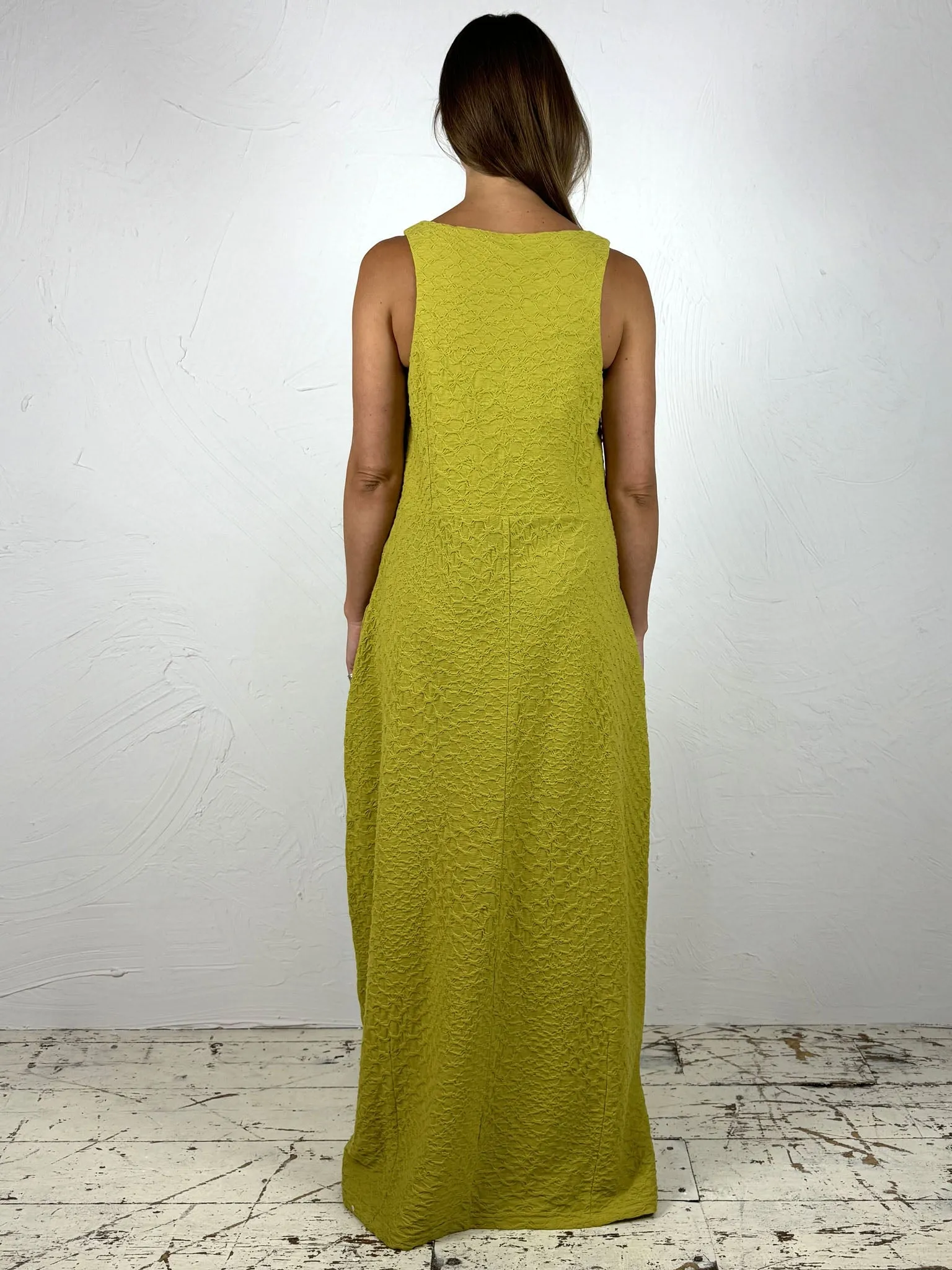 V-Neck Textured Maxi Dress with Pockets 2 Colours