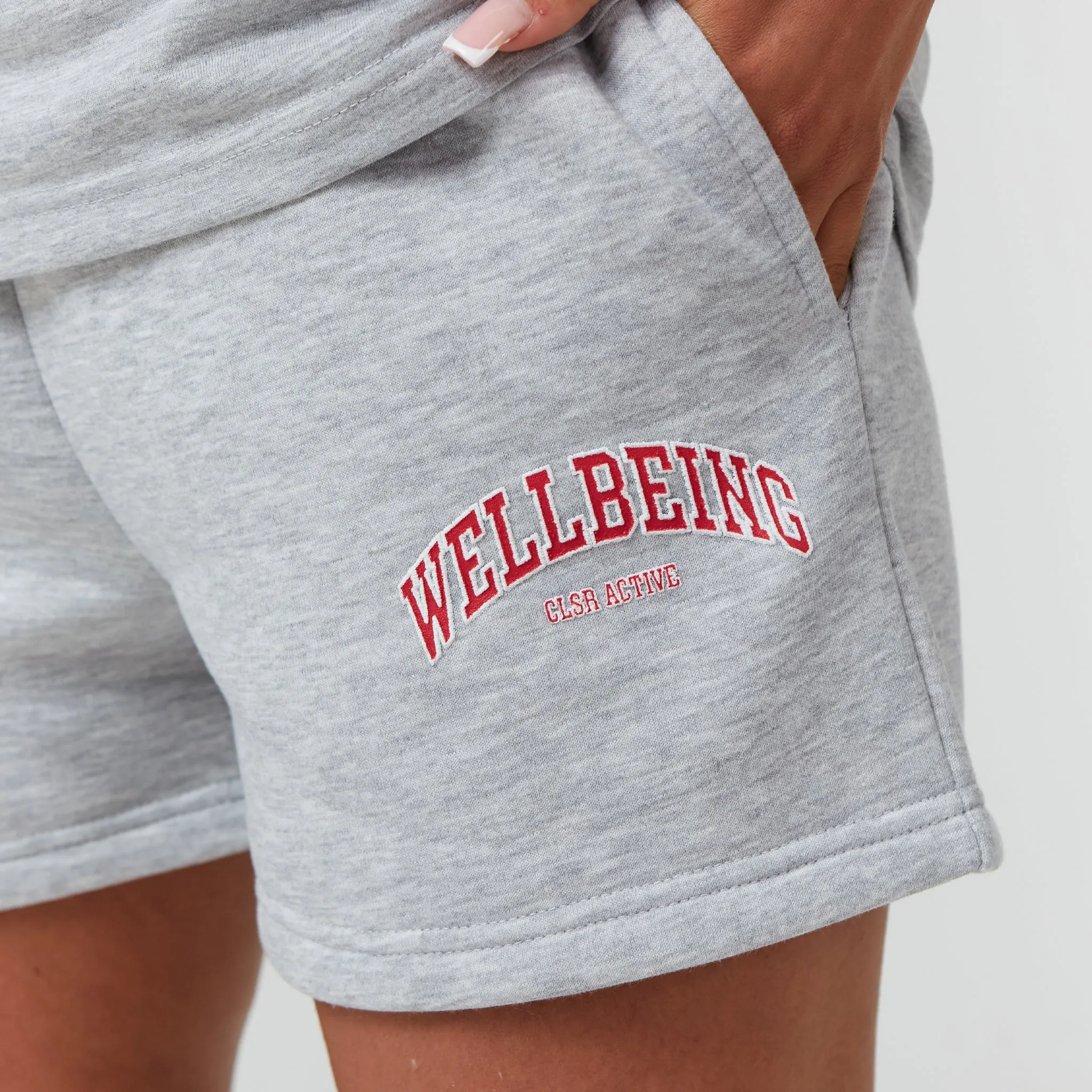 Wellbeing Varsity Twinset | Light Grey Marl