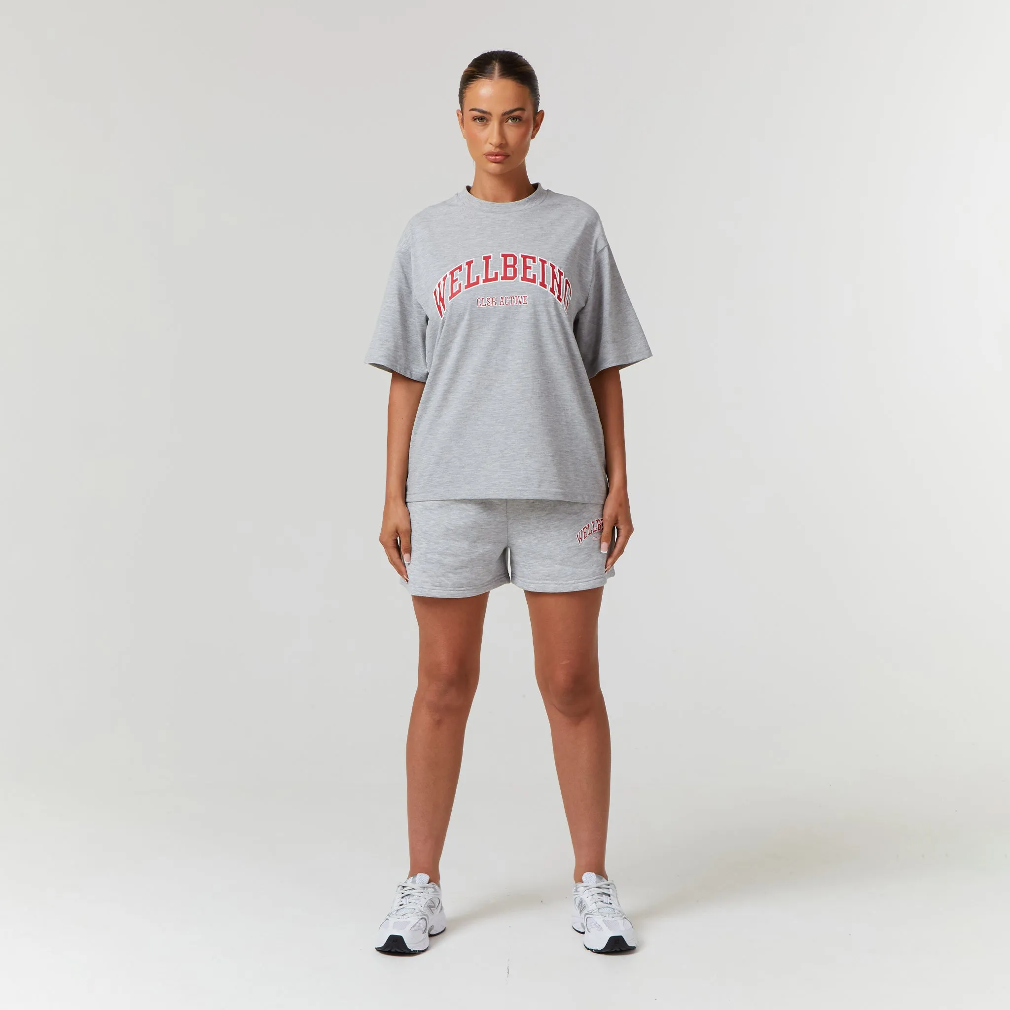 Wellbeing Varsity Twinset | Light Grey Marl