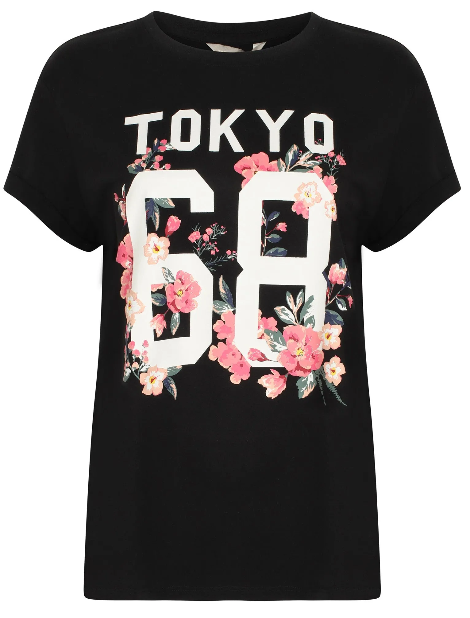 Womens Oversized Cotton Crew Neck T-Shirt In Black - Tokyo Laundry