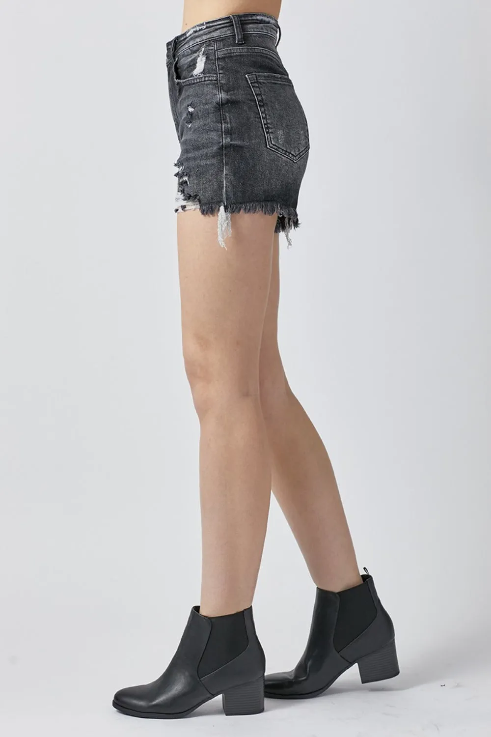 Women's RISEN Full Size High Rise Distressed Denim Shorts
