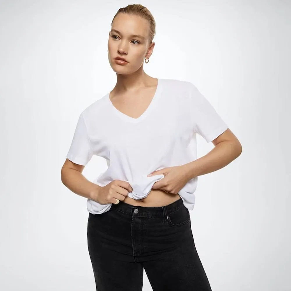 Women's Woliton Short Sleeve V-Neck Minor Fault Tee Shirt