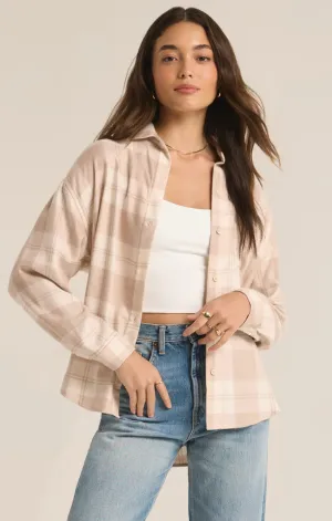 Z Supply River Plaid Button Up Putty